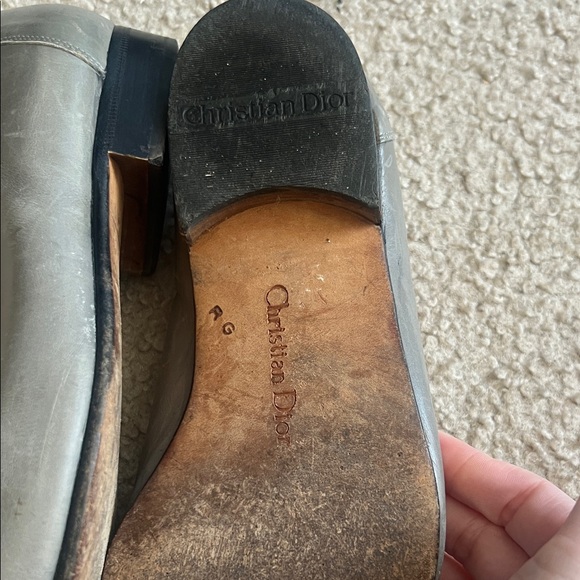 Vintage Christian Dior Tassel Loafers Men’s Size 9 Taupe Leather Made in Italy - Picture 9 of 11